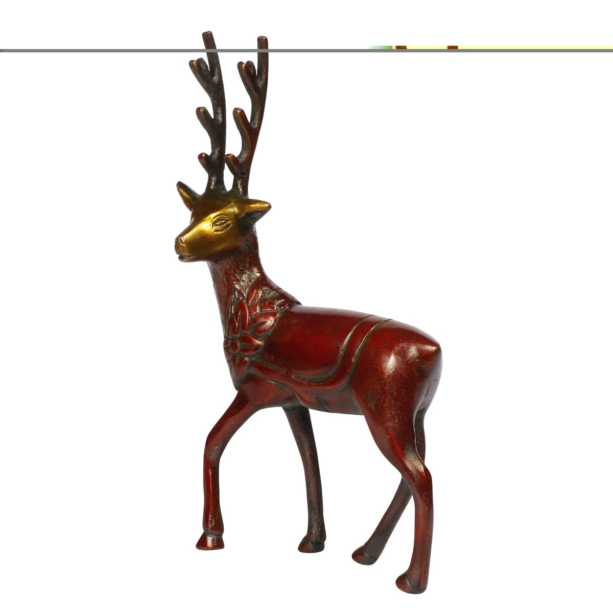 ARTVARKO Brass Deer Statue Home Décor Murti Idol for Home Office Shop Decorative Showpiece Vaastu and Gift (Cherry Gold 7 Inch)