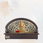 CREATA POOJAGHAR® Vaastu Handcrafted Wooden Asana with Golden Design | Dev Chowki Home Mandir | Perfect for Pooja Room | Home | Office | Wall Mounted Hanging | Made with MDF Material