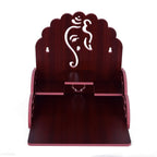 Lakhaji Wooden Wall Mounted Hanging Puja Temple Wood God Stand for Pooja Room (Maroon)