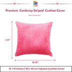 RD TREND® Cushion Cover Set of 5, Decorative Sofa Living Room Home Square Cushion Covers 16 Inch x 16 Inch, Aesthetic Corduroy Striped Double Sided (Salmon,Pack of 5)