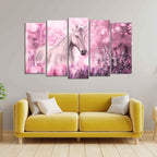 VIBECRAFTS Beautiful White Horse Premium Wall Painting of Five Pieces For Home|Office|Living Room|Gift (PTVC5Pcs2_6557)