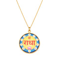 Shree Radha Resin Pendant with Chain for Women | Gold Plated Locket | Spiritual Devotional Jewellery | Handmade Resin Pendant | Temple Wear | Gift for Men Women and Kids 2