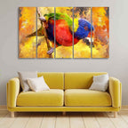 VIBECRAFTS Colorful Parrot Abstract Art Canvas wall Painting of Five Pieces For Home|Office|Living Room|Gift (PTVC5Pcs4_8661)