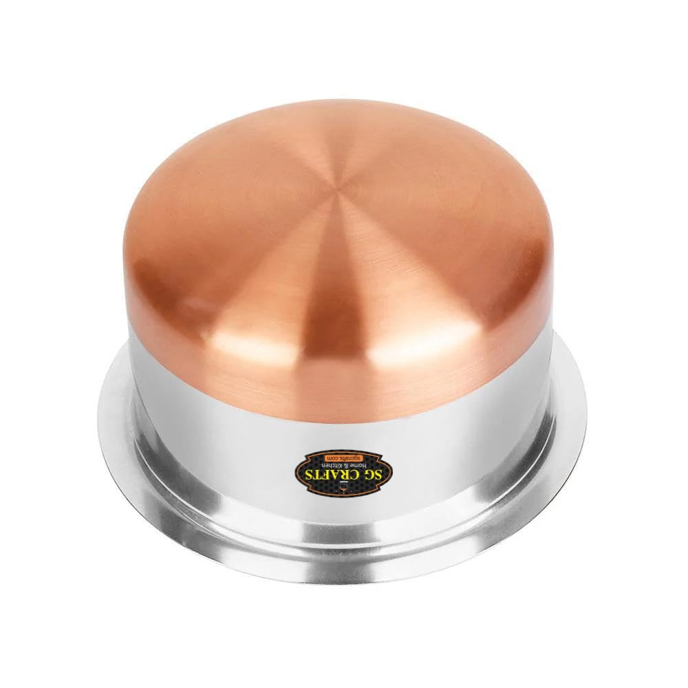 SG CRAFTS Steel Copper Bottom Patila/Tope Set of 1 pcs | Gas Stove and Induction Compatible, Patila, Container Cookware Pot Set, Capacity- (2.5 Litre)