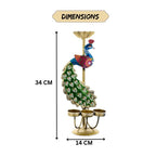 CraftVatika Elegant Metal Peacock Candle Holder -for Home Decoration Diwali, Intricate Design Tealight Candle Holders for Home Diwali Decor, Handpainted Tealight Candle Holder (Double Side)