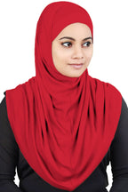 MyBatua Women's 2-Piece Al-Amira Hijab with Under Scarf/Cap/Bonnet in Soft Viscose Jersey, Ready to Wear HJ-129 (Red)