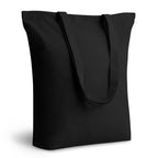TOPDesign 1-Pack Cotton Tote Bag with 4 Gusset, 15x16x4 Economical Lightweight Reusable Grocery Shopping Cloth Bags, Bulk Blank Plain Totes for DIY, Vinyl, Sublimation, Gift (Black)