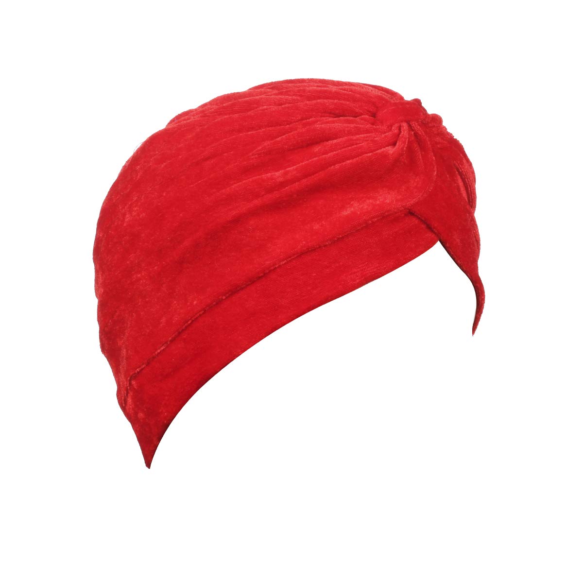 BISMAADH Velvet Soft Pleated Pre Tied Knot Readymade Turban/Pagri Head Wraps for Men & Women Red