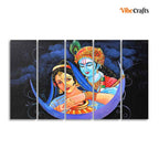 VIBECRAFTS Radha Krishna Canvas Wall Painting Set of Five Pieces For Home|Office|Living Room|Gift (PTVC5Pcs4_8698)