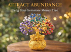 ZAICUS Seven Chakra Crystal Tree Showpiece with Golden Bag Base – Feng Shui Gemstone Bonsai for Home Decor, Office Table & Cororate Gift (7 X 3 Inch)