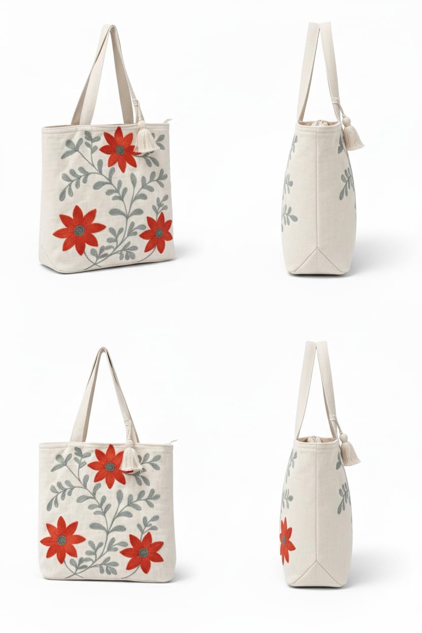 OLL OO LA LA BEAUTY Canvas Tote Bag for Women | Tote Bag | Pinterest Shoulder Bag | Cotton Shoulder Bag | Boho Tote Bags | Casual Daily Use Handbag for Office, College, Shopping & Travel - DGSN-10