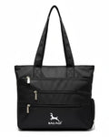 Bag-Age HB49 Multi-Pocket Tote Bag for Girls & Women, Water-Resistant Shoulder Bag with Umbrella Pocket for Daily Use, Handbag for Office, Travel, Shopping, Everyday Use (Black)