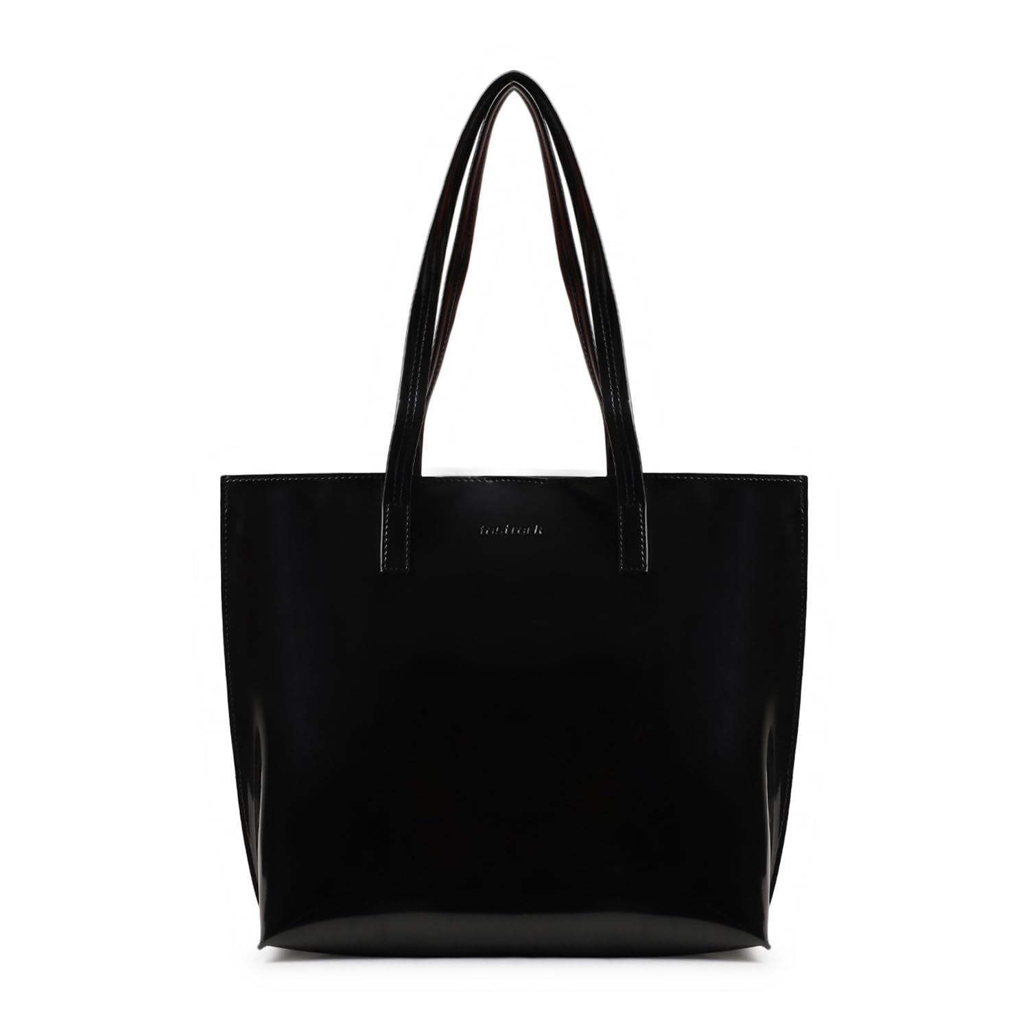 Fastrack Black Patent Party Tote Bag for Women, Girls and Ladies | Spacious Tote Bag with Button Closure
