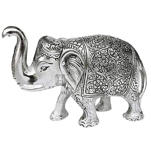 Prince Home Decor & Gifts Metal Elephant for Home Décor ( Silver , Large ).