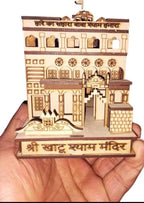 ANI DIVINE Khatu Shyam Mandir Large Beautiful Miniature Wooden 3D Model for Home Temple Car Dashboard Gift