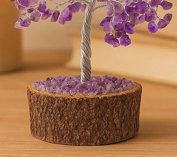 Whitewhale Amethyst Stone Tree Reiki Healing Crystal Gems Spiritual Feng Shui Vastu Table Decor