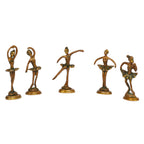 ARTVARKO Brass Beautiful Dancing Lady Idol Home Décor Showpieces Ladies Statue Set of 5 Statues.(Greenish Gold)