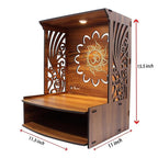 LET'S DIY Wooden Handcrafted OM Carved Temple | Traditional Home Mandir with Side Design Pattern | Pooja Mandir for Home & Office (Pack of 1)