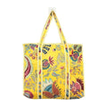 Cotton Quilted Tote Bag for Women, Jungle Print Handbag, Reusable Shoulder Bag with Dual Handles, Lightweight Travel Shopping Tote, Large Capacity Everyday Carry Bag - (Yellow flower bag, 15×15 In)