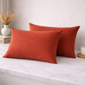 THE HOME STYLE Solid Cotton Feel Pillow Covers (18 x 28 inches, Set of 2 Pcs) | 300 TC | Super Soft & Smooth (Terracotta)
