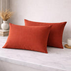 THE HOME STYLE Solid Cotton Feel Pillow Covers (18 x 28 inches, Set of 2 Pcs) | 300 TC | Super Soft & Smooth (Terracotta)