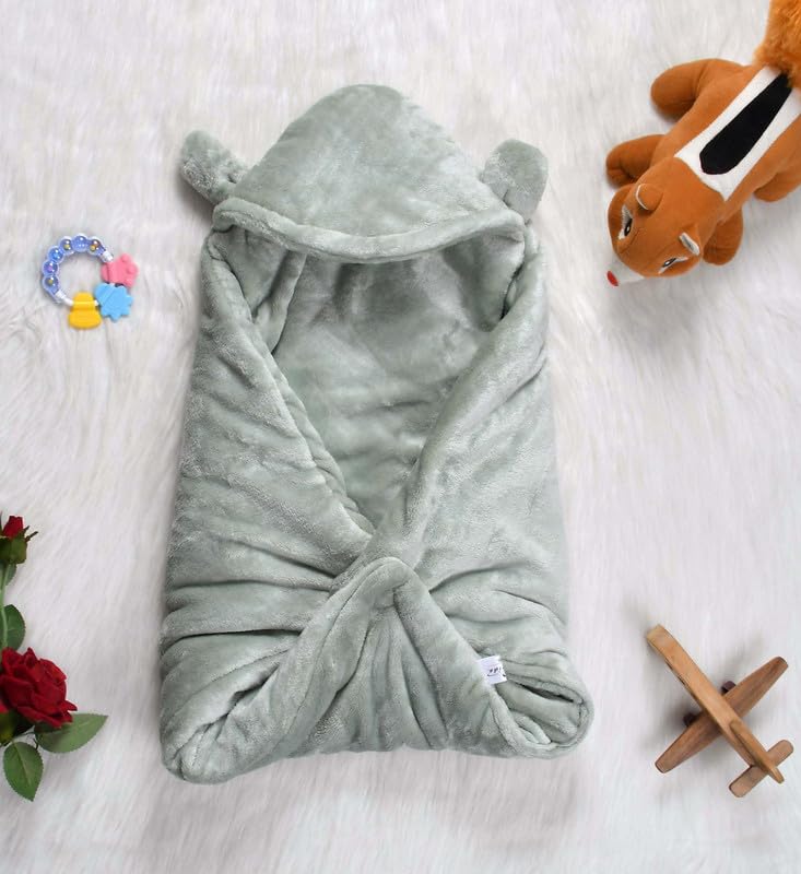 Florida All Season Hooded Baby Blanket Swaddler Wrapper Flannel Soft and Comfortable for New Born Babies-Wrap Grey Kafalo