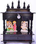 Jodhpur Handicrafts Wooden Home Temple Mandap with Bulb Marble Temple Mandir for Home Wall Mounted