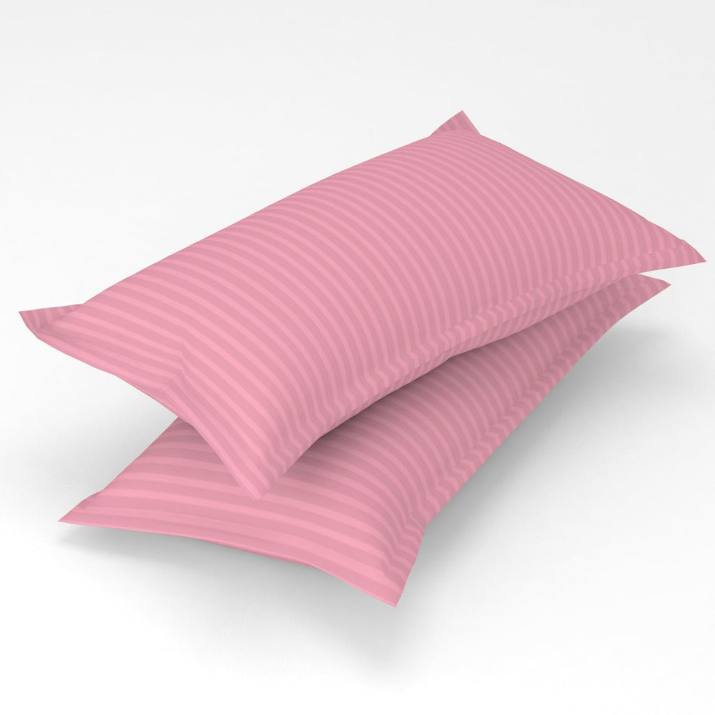 Homefab India 2 Piece Glace Cotton Pillow Covers - Stripes, Baby Pink, 17x27