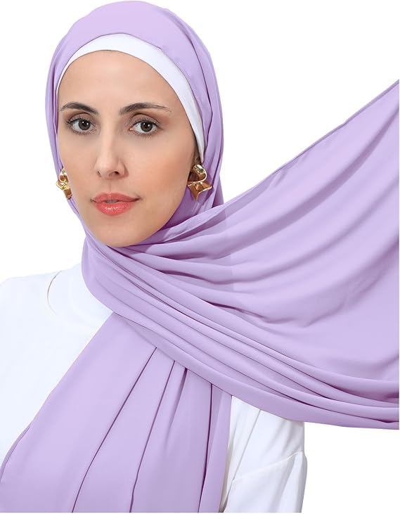 PREMIUM KOREAN GORGETTE HIJAB FOR WOMEN, GEORGETTE HIJAB SCARF FOR WOMEN 80 BY 180 CM (LILAC)