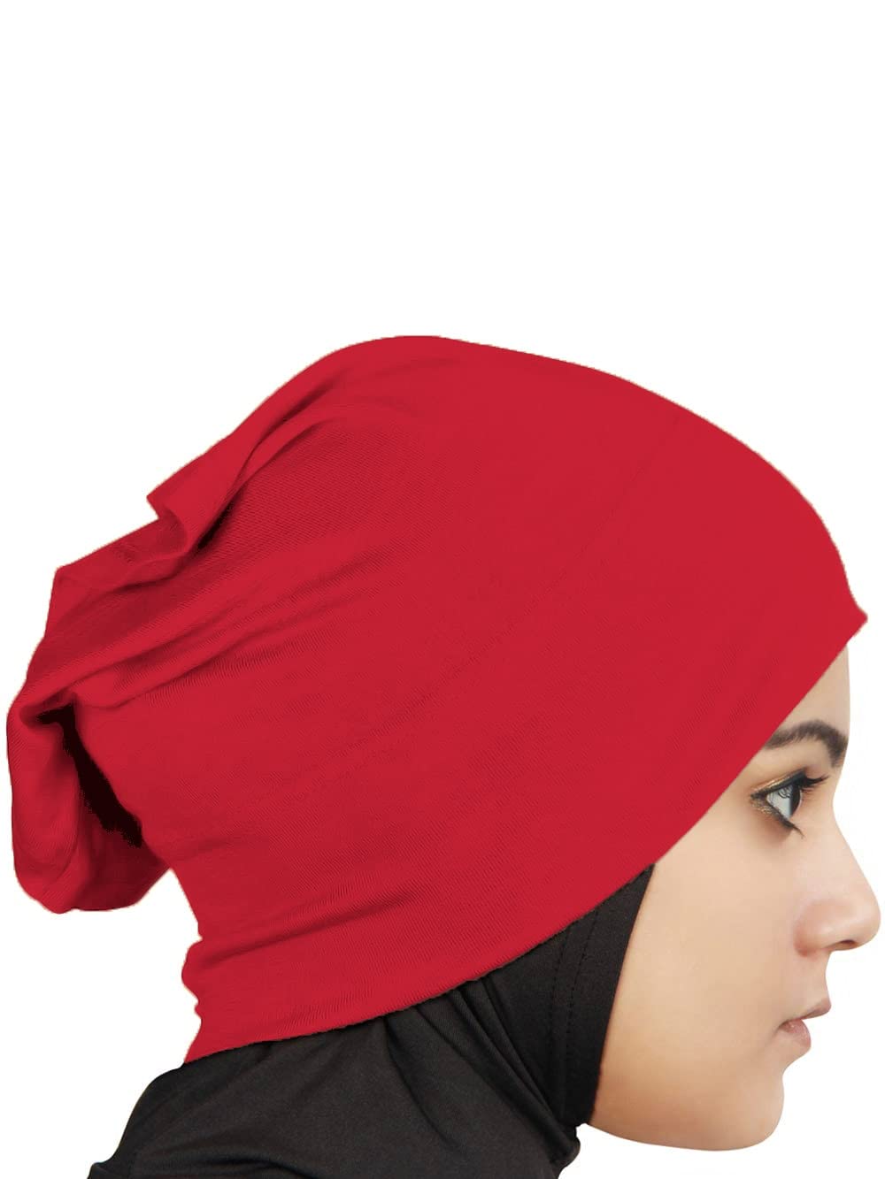 MyBatua Women's 2-Piece Al-Amira Hijab with Under Scarf/Cap/Bonnet in Soft Viscose Jersey, Ready to Wear HJ-129 (Red)