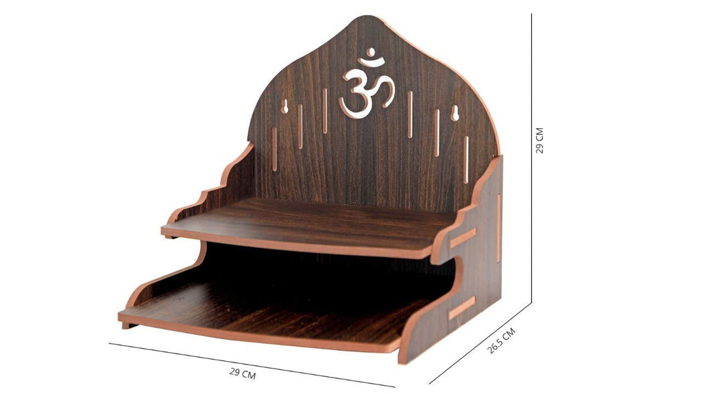 VJ Sons Wooden Wall Mounted Hanging Puja Temple Wood God Stand for Pooja Room | Mandir Devghar Stand Temple | Home Temple | Puja Mandir (Black)