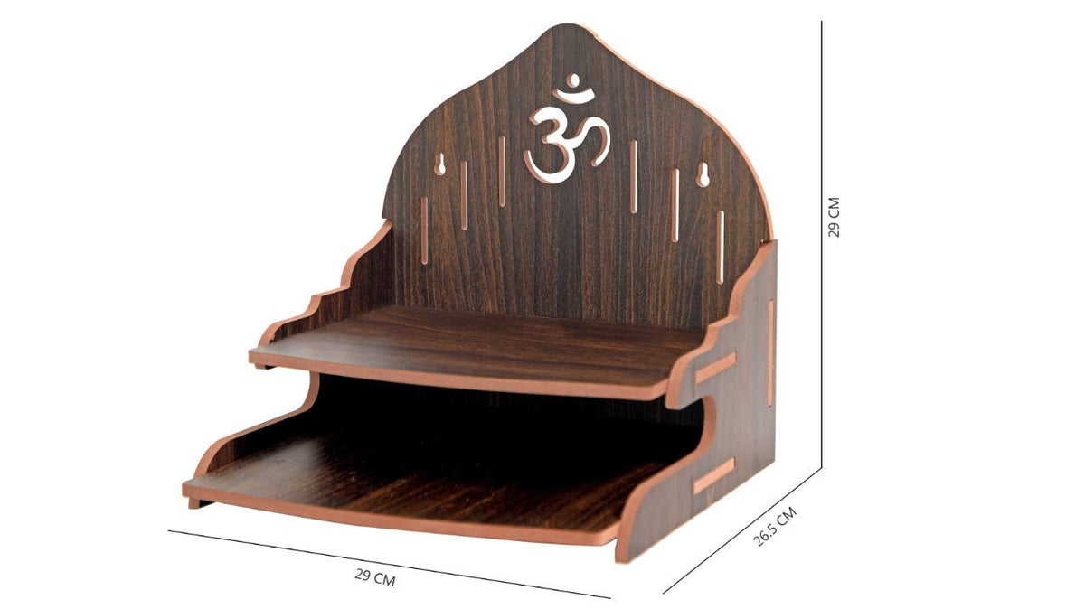VJ Sons Wooden Wall Mounted Hanging Puja Temple Wood God Stand for Pooja Room | Mandir Devghar Stand Temple | Home Temple | Puja Mandir (Black)