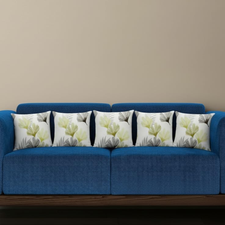 Trance Home Linen Set of 5 Premium Cotton 12x12 inch Cushion Covers for Sofa and Diwan | Throw Pillow/Small Cushion Pillow Covers – (12x12 inch | 30cmx30cm, Paradise Green) – Set of 5
