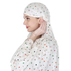 BKQPTL Cotton Long Scarf Cum Mask scarves Usable for vehicle Driver | White Printed Design | Universal Size | For Girl & Women | Breathable Sun Protection Light Weight (White - Scarf_star_A, Free)