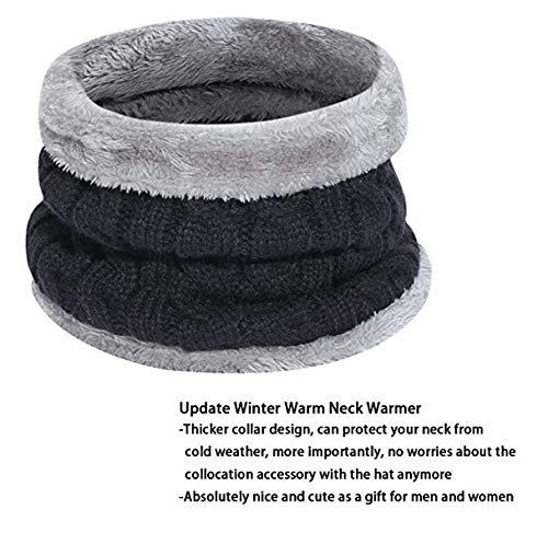 Alexvyan Winter Neck Scarf Soft Warm Snow Proof Knitted (Inside Fur) Woolen Scarf for Women Girl Boys Man (Black)