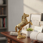 KridayKraft Golden Oxidized Jumping Horse Statue Showpiece for Vastu, Wealth & Decorative for Home,Office,Living Room Gift for Friends,Wedding,Relatives, 15 cm , 8 cm