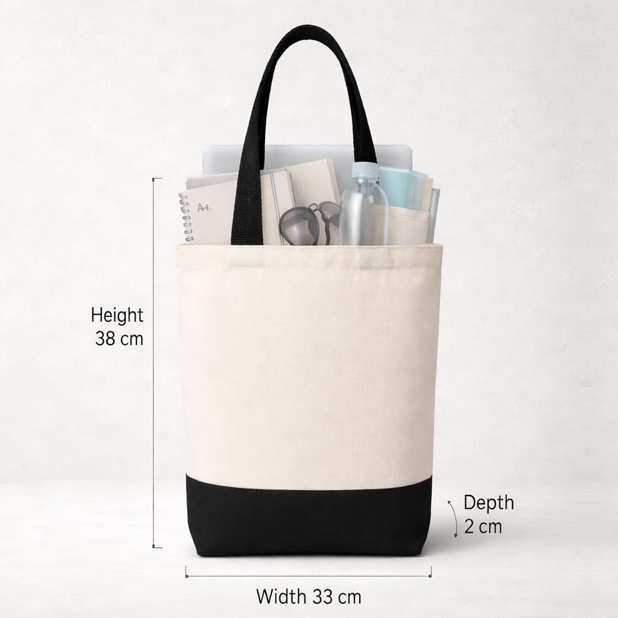 ECOCARRY Cotton Tote Bag for Women | Stylish Floral Printed Canvas Shoulder Handbag | Casual Ladies Tote for College, Office, Daily Use, Shopping, Travel & Beach (Black)
