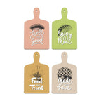 Artvibes Eat Well Feel Good Printed Wooden Wall Hanging for Kitchen | Cafe | Restaurant | Dining Room | Quotes Decor Item | Wall Poster | Food Quotes Decoration | Gift Items(WH_5609NV), Set of 4