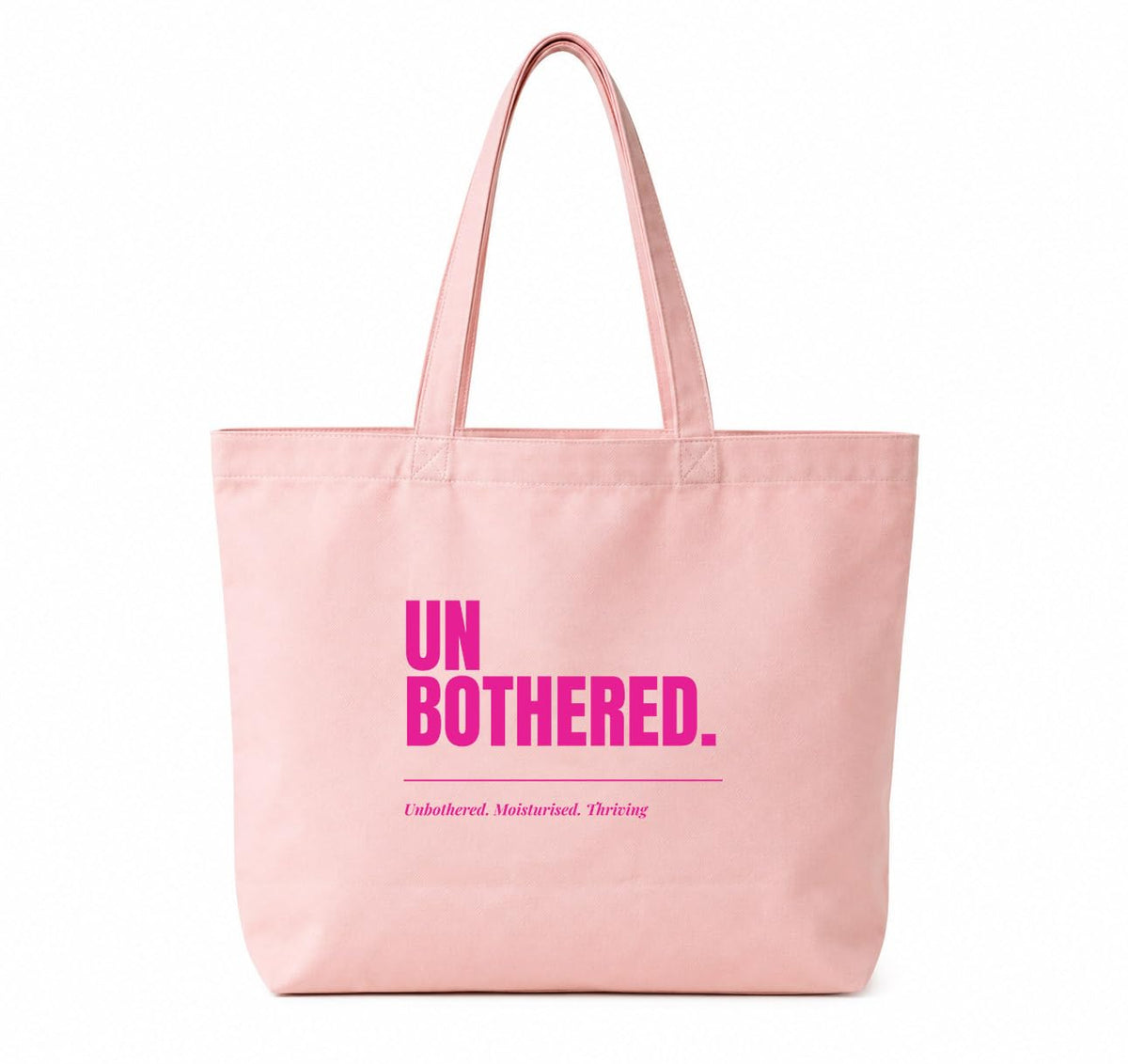 STORE Baby Pink Tote Bag | Minimal Aesthetic Canvas Tote Bag for Women | Reusable Shoulder Bag for Shopping Travel College and Daily Use (Unbothered)