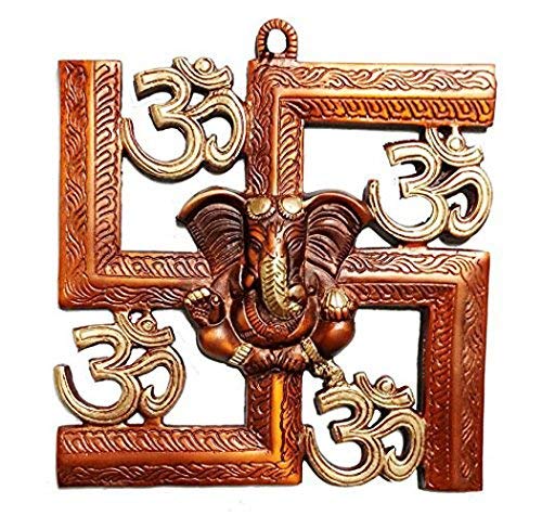 Prince Home Decor & Gifts Multicolour Handmade Decorative Feng Shui Metal Pan Leaf Hanging Metal Ganesh Ji Statue (Copper)
