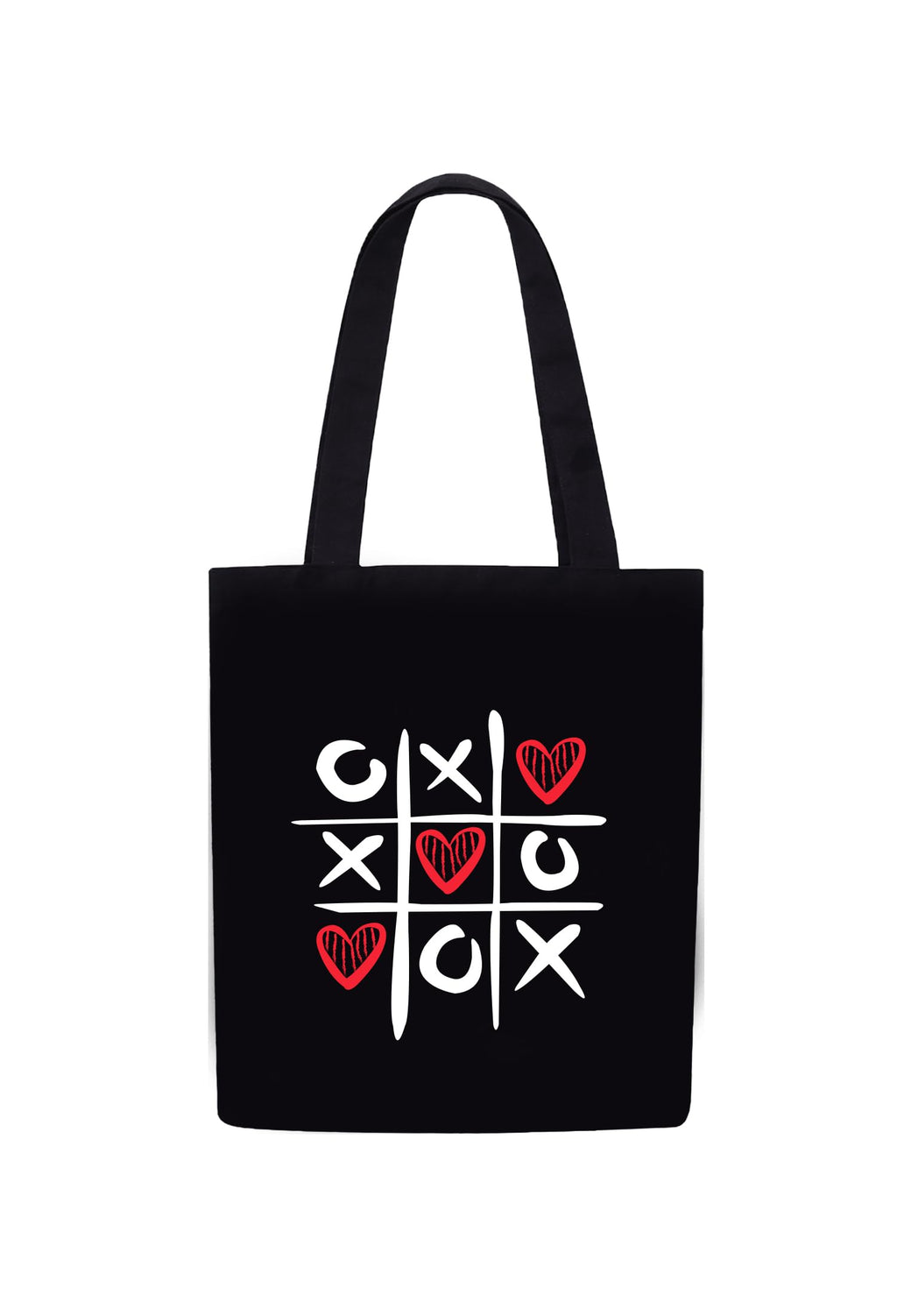 DOODLE Canvas Tote Bag for Women – Eco-Friendly Cute Heart Printed Reusable Shoulder Bag with Outer Zip & Inner Zip Pocket, Spacious Tote for Shopping, Office, College, Valentine Gift, Beach & Travel