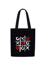 DOODLE Canvas Tote Bag for Women – Eco-Friendly Cute Heart Printed Reusable Shoulder Bag with Outer Zip & Inner Zip Pocket, Spacious Tote for Shopping, Office, College, Valentine Gift, Beach & Travel