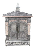 Suhanika Crafters Wooden Pooja Mandir for Home X Small Sagwan Wood Temple with Copper and Aluminum Accents Handcrafted Dev Ghar Mantapa for Home Office Prayer Room Traditional Decor Gift