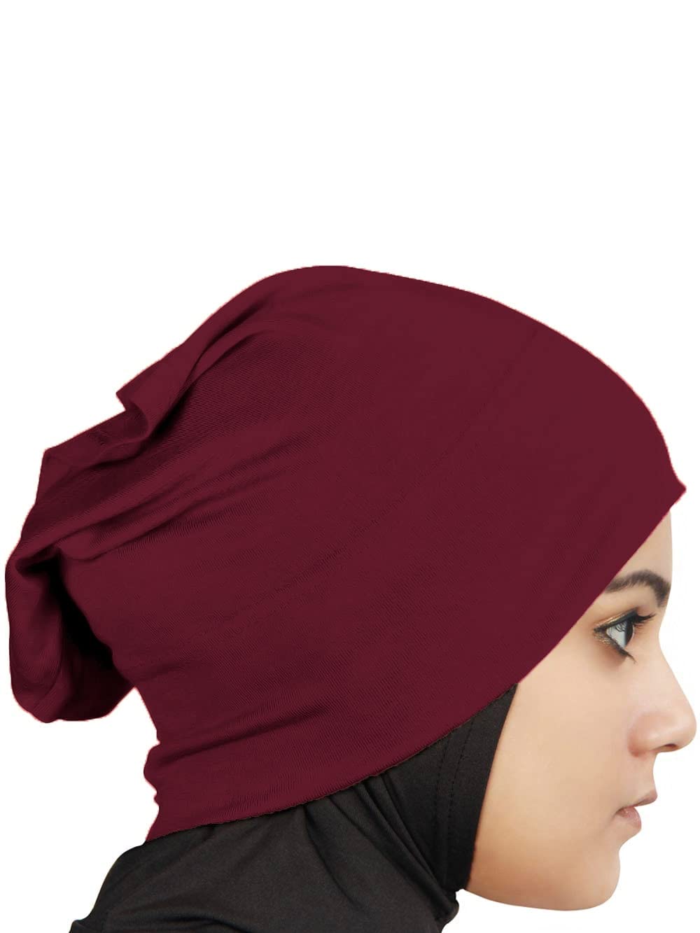 MyBatua Women's 2-Piece Al-Amira Hijab with Under Scarf/Cap/Bonnet in Soft Viscose Jersey, Ready to Wear HJ-129 (Maroon)