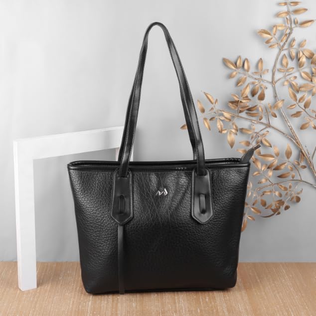 Metro Women Black Faux Leather Spacious Stylish Shoulder Bag (66-211)