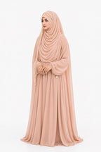 AL NOOR HIJAB Women's Pearl Chain Stone Hijab Scarf WIth Chiffon Dupatta