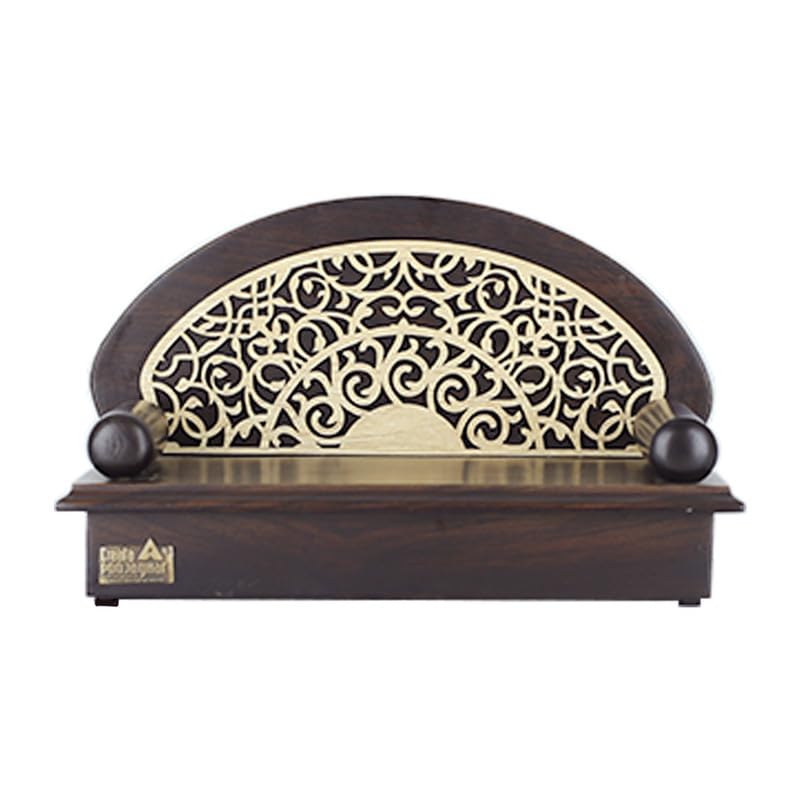 CREATA POOJAGHAR® Vaastu Handcrafted Wooden Asana with Golden Design | Dev Chowki Home Mandir | Perfect for Pooja Room | Home | Office | Wall Mounted Hanging | Made with MDF Material