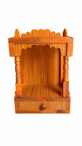 Traditional Wooden Home Temple – Elegant Pooja Mandapam with Single Drawer, Wall-Mountable Small Pooja Ghar for Idols (Dimensions: 45x32x22cm)