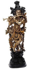 SVARUP Brass Krishna Statue Murli Kishan Murti Gold Color