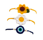 Crochet Rakhi Bracelets with Pearl Beads, Set of 7